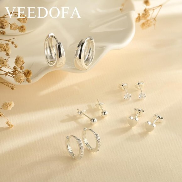 🆕 Women Silver Small Hoop Earrings Trendy Chunky Multiple Piercing Jewelry Gift - Picture 5 of 7